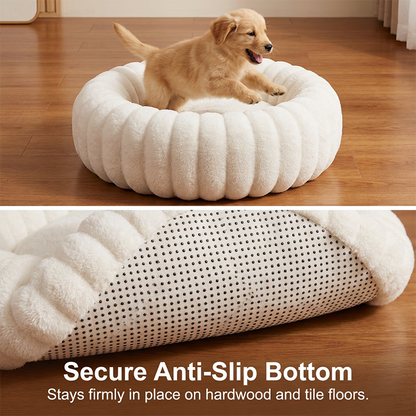 Round Plush Donut Pet Bed for Cats and Dogs