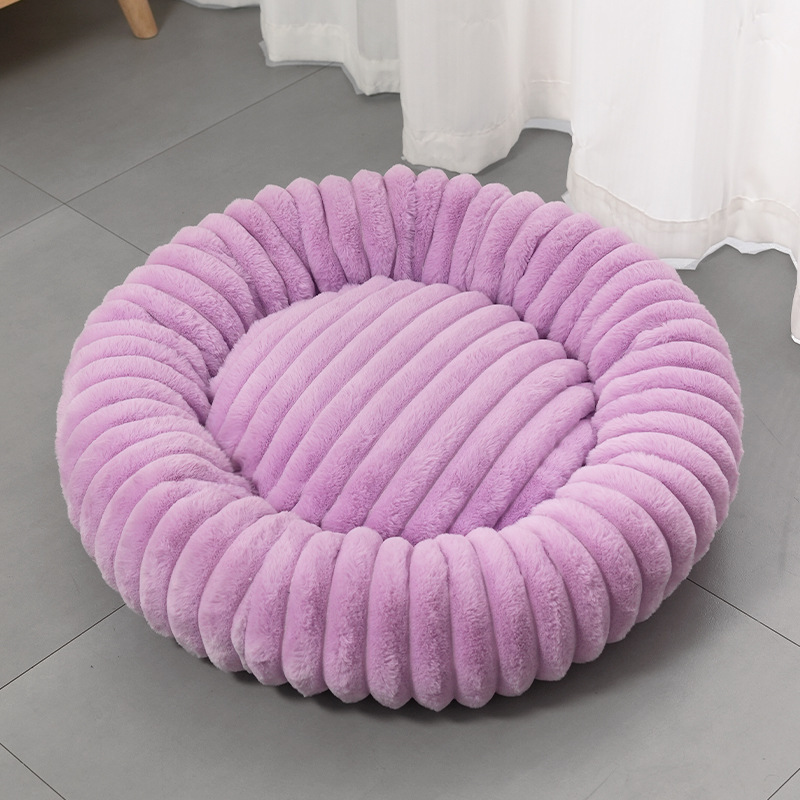 Round Plush Donut Pet Bed for Cats and Dogs
