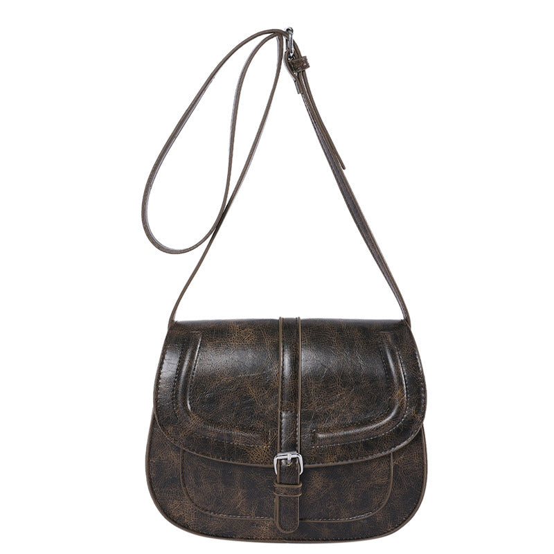 Saddle Crossbody Bag Faux Leather 41.7 Inch Strap