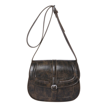 Saddle Crossbody Bag Faux Leather 41.7 Inch Strap