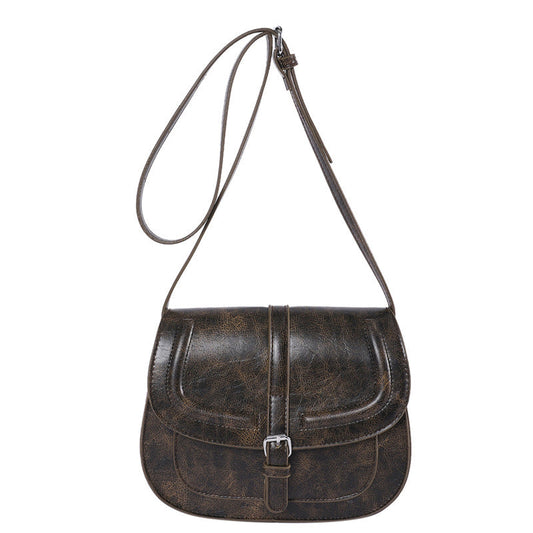 Saddle Crossbody Bag Faux Leather 41.7 Inch Strap
