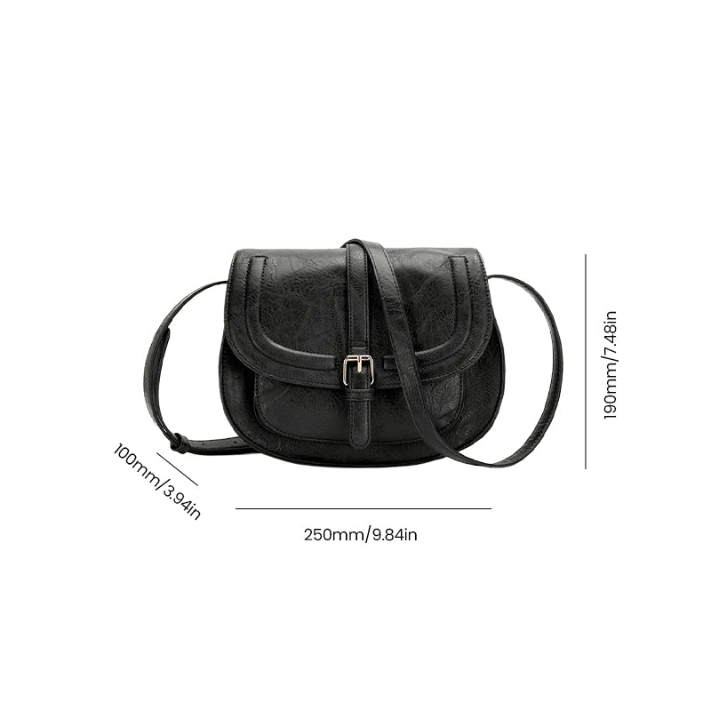 Saddle Crossbody Bag Faux Leather 41.7 Inch Strap