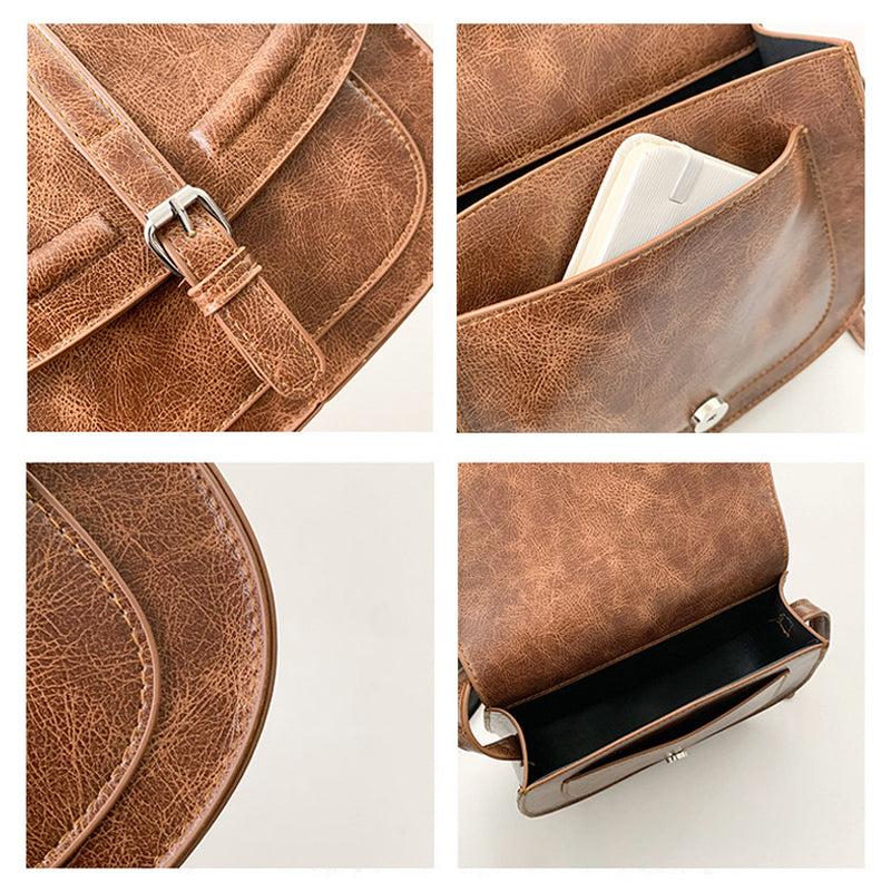 Saddle Crossbody Bag Faux Leather 41.7 Inch Strap