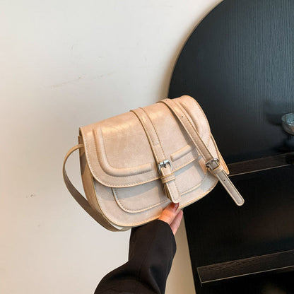 Saddle Crossbody Bag Faux Leather 41.7 Inch Strap
