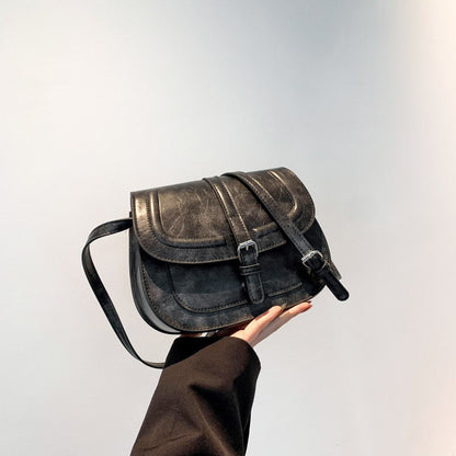 Saddle Crossbody Bag Faux Leather 41.7 Inch Strap