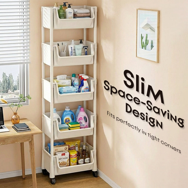 Slim Rolling Storage Cart 2 to 5 Tier