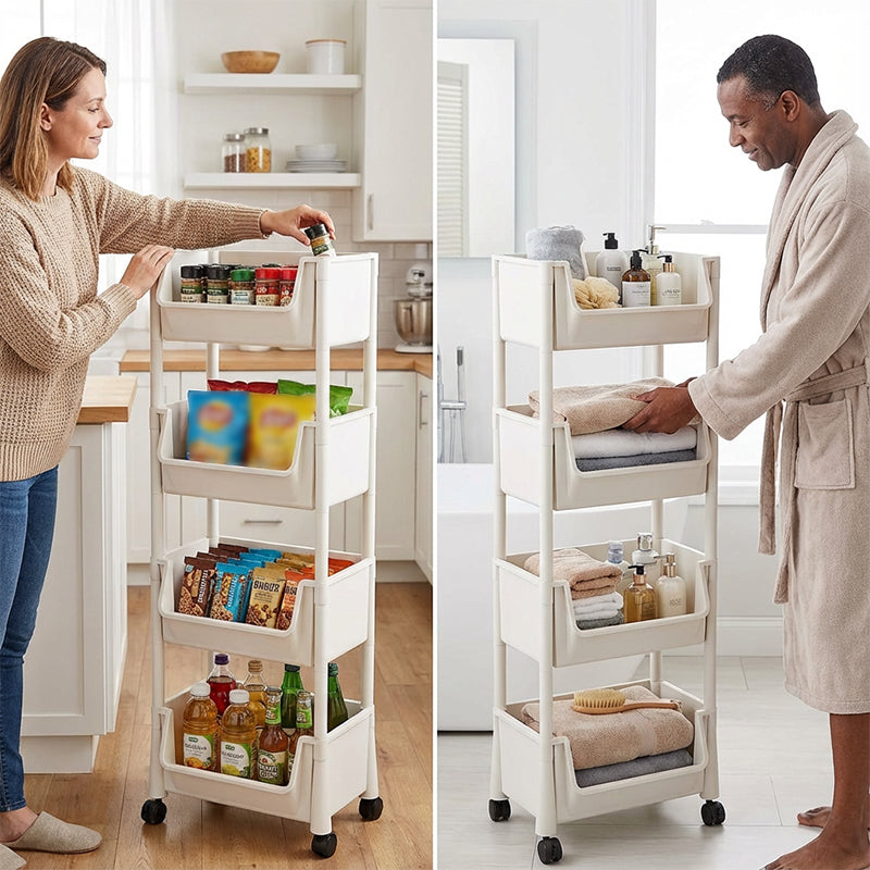 Slim Rolling Storage Cart 2 to 5 Tier