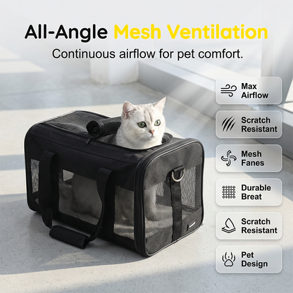 Soft Sided Pet Carrier Mesh Panels 16.5 x 9.4 x 9.8 Inch Black