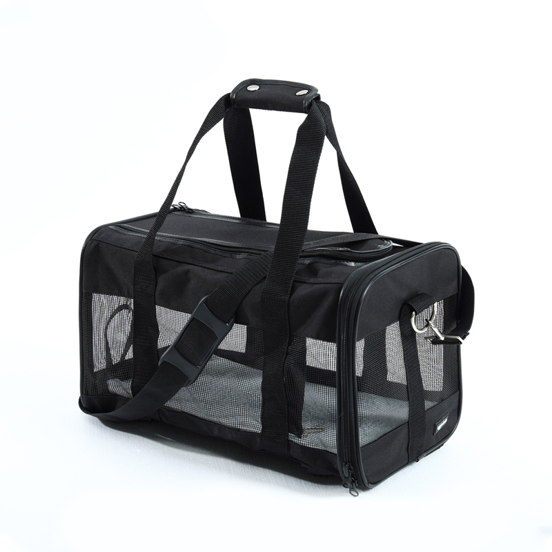 Soft Sided Pet Carrier Mesh Panels 16.5 x 9.4 x 9.8 Inch Black