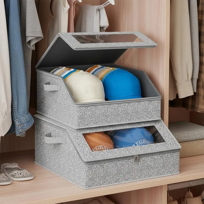 Stackable Hat Storage Box with Clear Window 24 Caps
