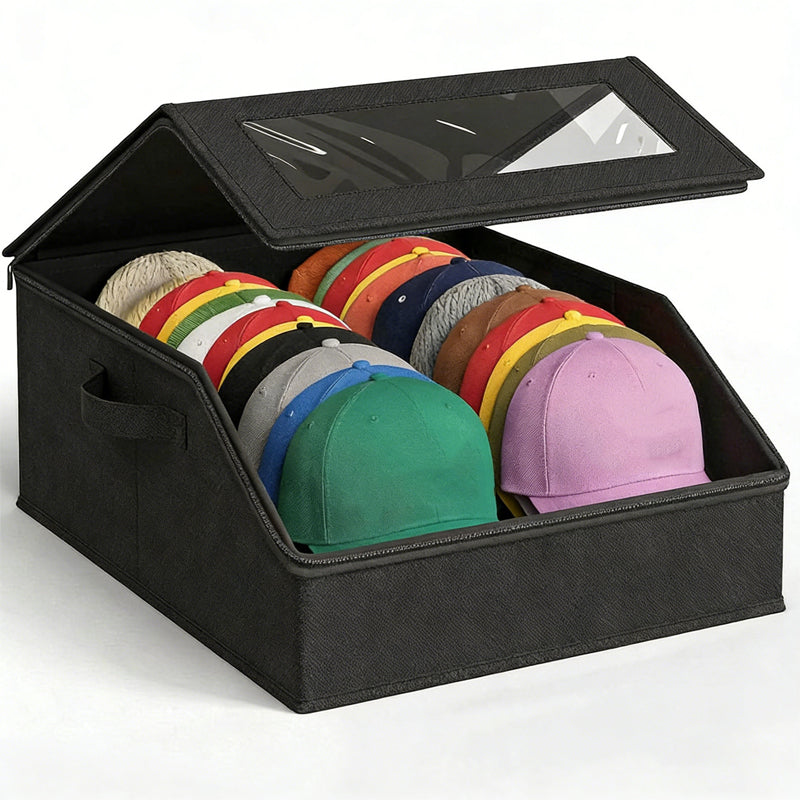 Stackable Hat Storage Box with Clear Window 24 Caps