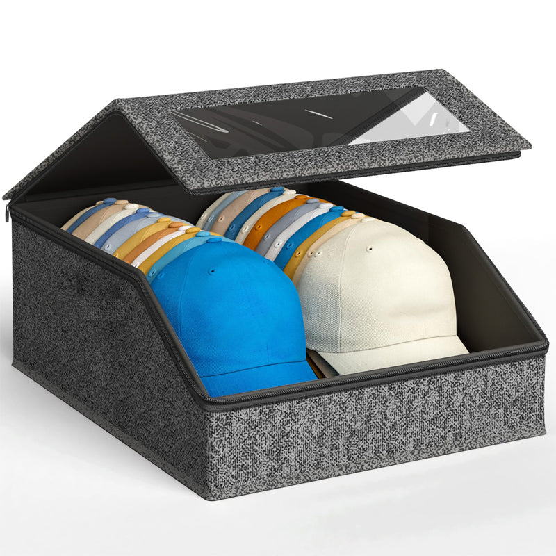 Stackable Hat Storage Box with Clear Window 24 Caps