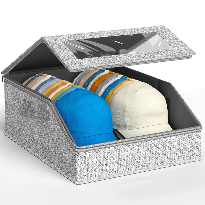 Stackable Hat Storage Box with Clear Window 24 Caps