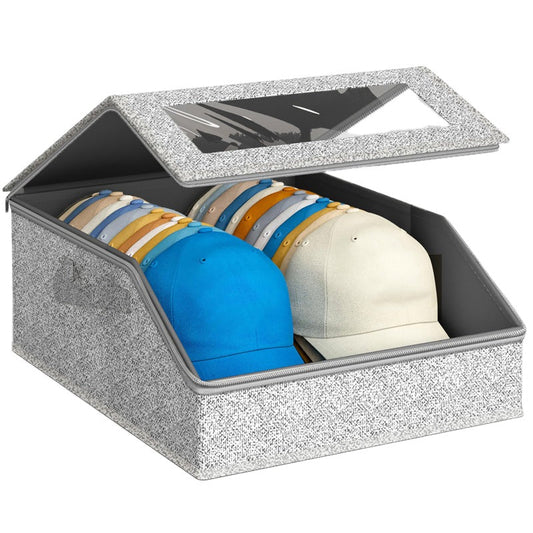 Stackable Hat Storage Box with Clear Window 24 Caps