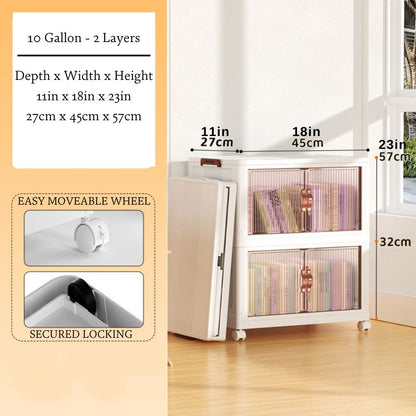 Stackable Storage Bins with Clear Doors and Wheels
