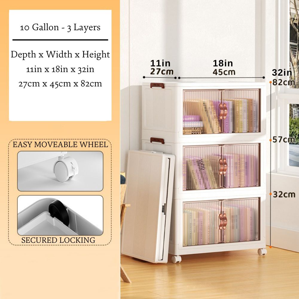 Stackable Storage Bins with Clear Doors and Wheels