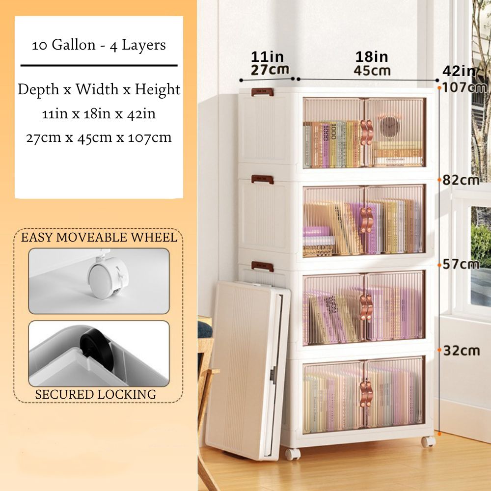 Stackable Storage Bins with Clear Doors and Wheels