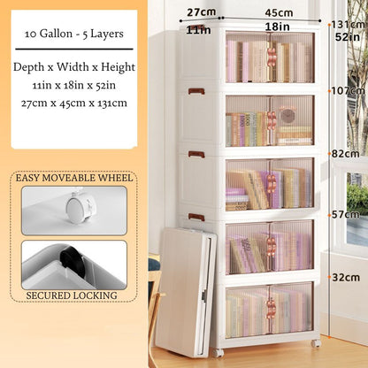 Stackable Storage Bins with Clear Doors and Wheels