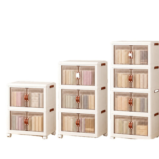 Stackable Storage Bins with Clear Doors and Wheels