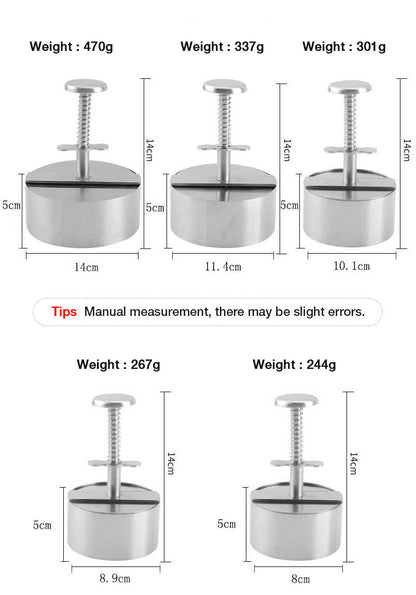 Stainless Steel Burger Press Patty Maker Set of 3