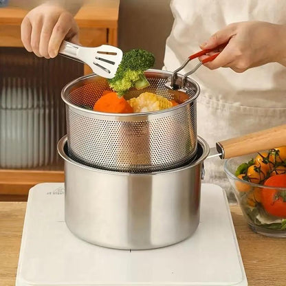 Stainless Steel Frying Pot 7.1 inch 1.5 Quart Set of 2