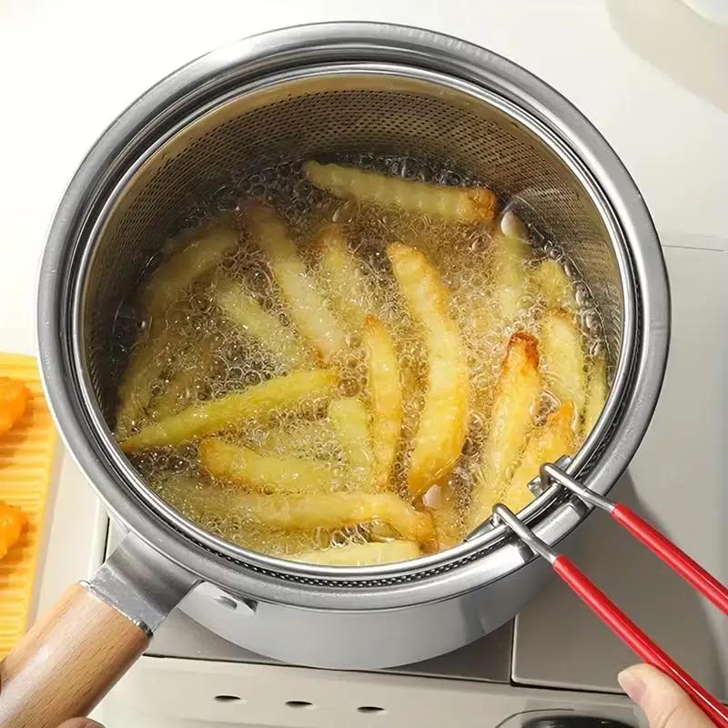 Stainless Steel Frying Pot 7.1 inch 1.5 Quart Set of 2