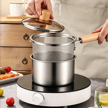 Stainless Steel Frying Pot 7.1 inch 1.5 Quart Set of 2