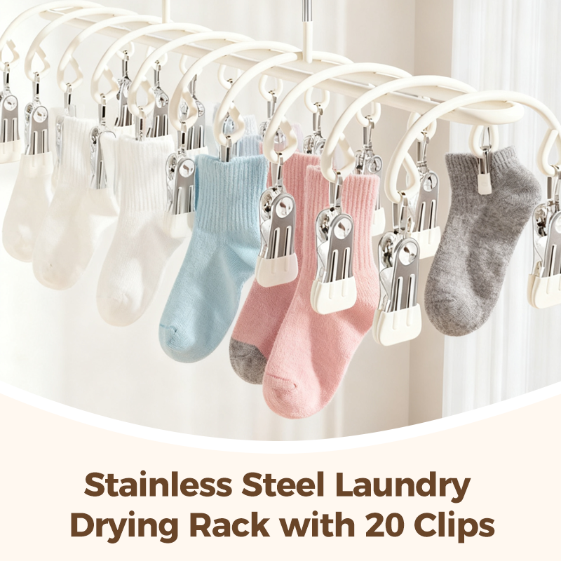 Stainless Steel Laundry Drying Rack with 20 Clips Set of 3