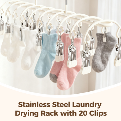 Stainless Steel Laundry Drying Rack with 20 Clips Set of 3