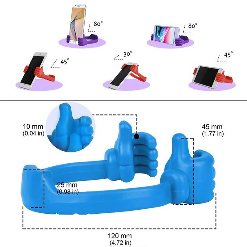 Thumbs Up Phone Stand Flexible Plastic 3.7 x 4.5 Inches