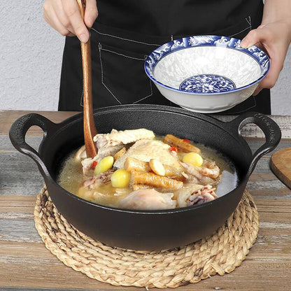 Uncoated Cast Iron Pot with Two Handles