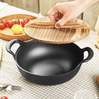 Uncoated Cast Iron Pot with Two Handles