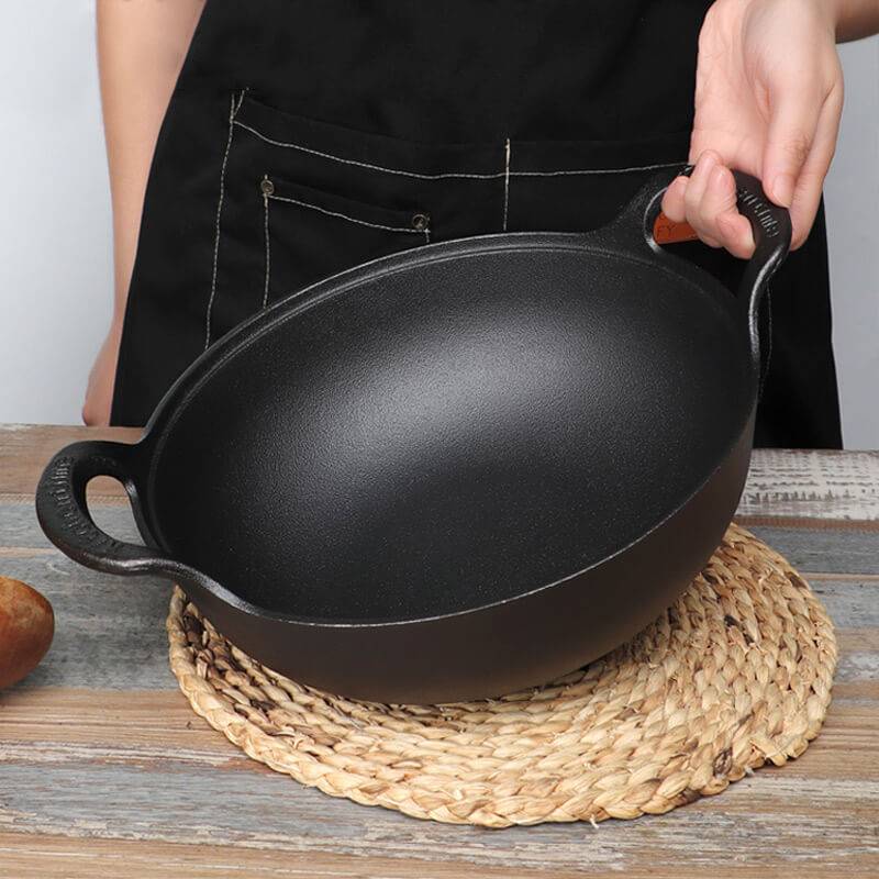 Uncoated Cast Iron Pot with Two Handles