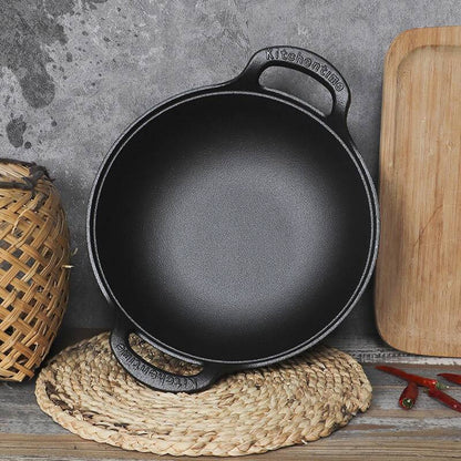 Uncoated Cast Iron Pot with Two Handles