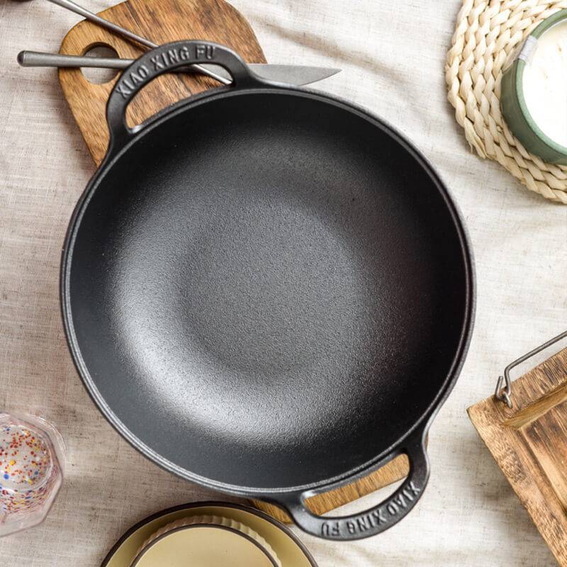 Uncoated Cast Iron Pot with Two Handles