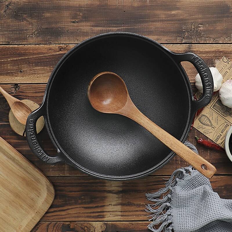 Uncoated Cast Iron Pot with Two Handles