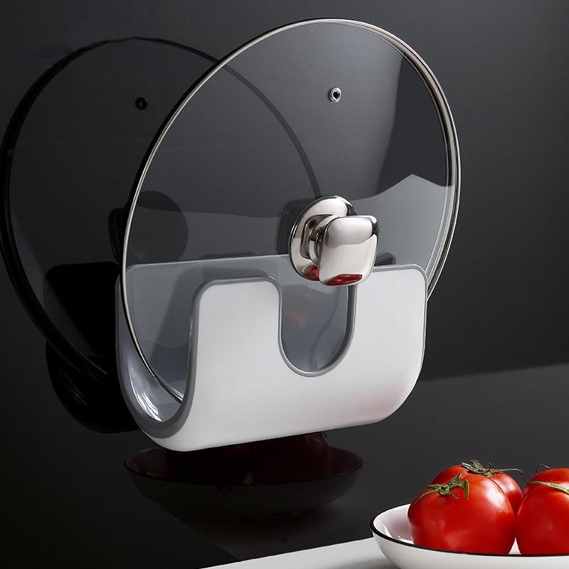 Wall Mounted Pot Lid Rack with 4 Hooks No Drill 6.4 x 8 Inch