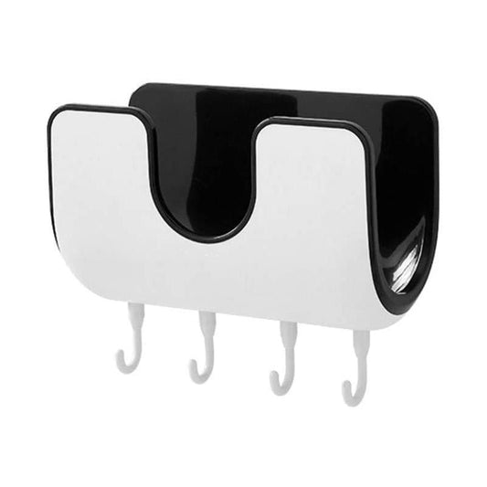 Wall Mounted Pot Lid Rack with 4 Hooks No Drill 6.4 x 8 Inch