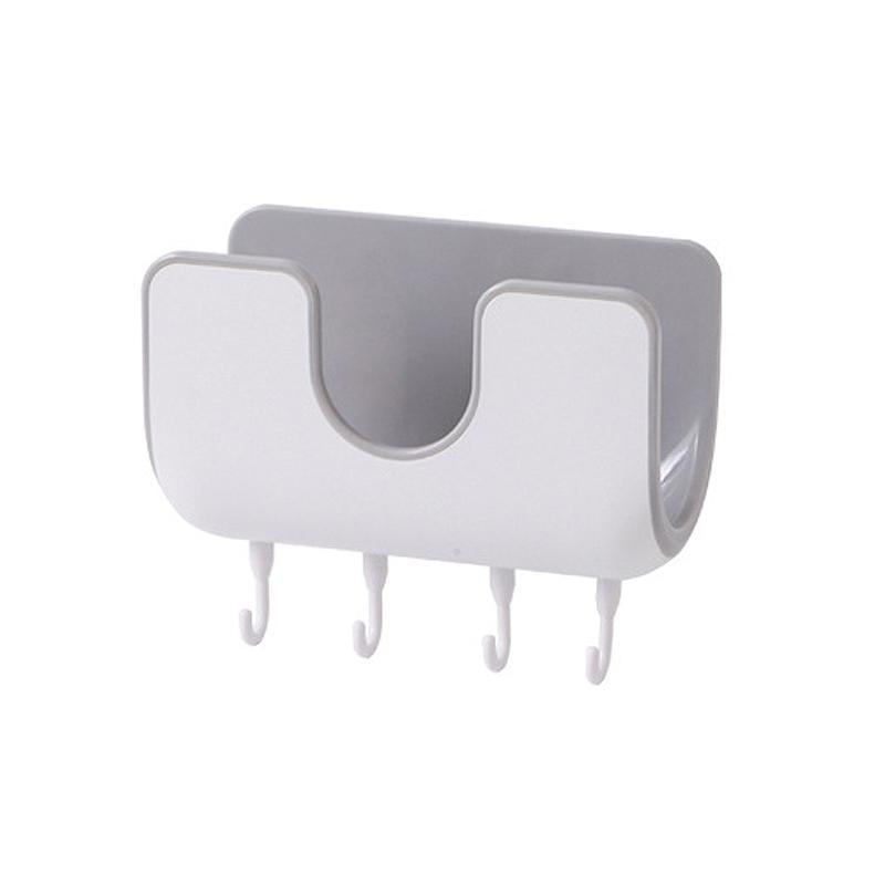 Wall Mounted Pot Lid Rack with 4 Hooks No Drill 6.4 x 8 Inch