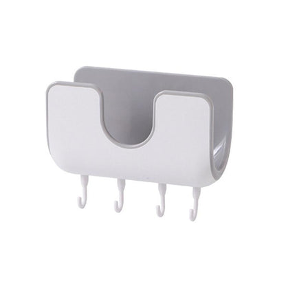 Wall Mounted Pot Lid Rack with 4 Hooks No Drill 6.4 x 8 Inch