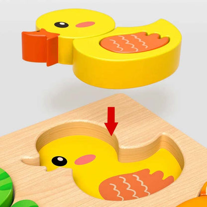 Wooden Chunky Puzzle for Toddlers 7.1 x 7.1 inch Set of 3