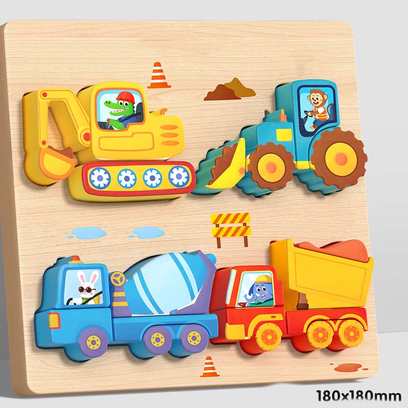 Wooden Chunky Puzzle for Toddlers 7.1 x 7.1 inch Set of 3