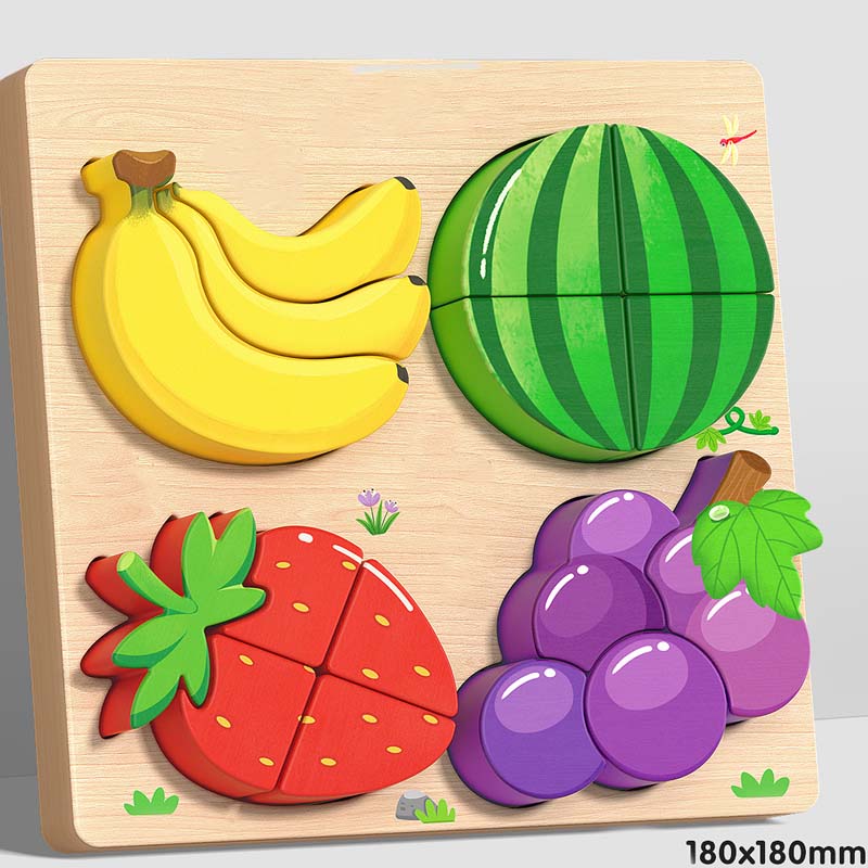 Wooden Chunky Puzzle for Toddlers 7.1 x 7.1 inch Set of 3