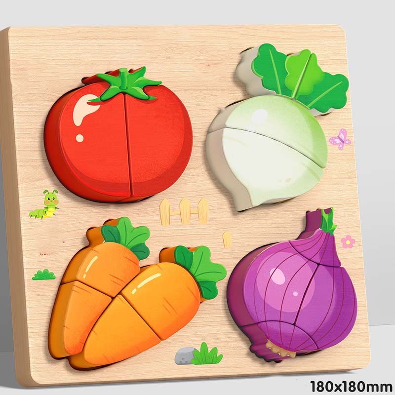 Wooden Chunky Puzzle for Toddlers 7.1 x 7.1 inch Set of 3