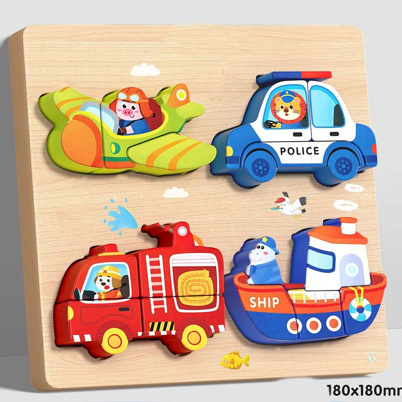 Wooden Chunky Puzzle for Toddlers 7.1 x 7.1 inch Set of 3