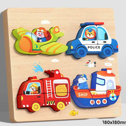 Wooden Chunky Puzzle for Toddlers 7.1 x 7.1 inch Set of 3