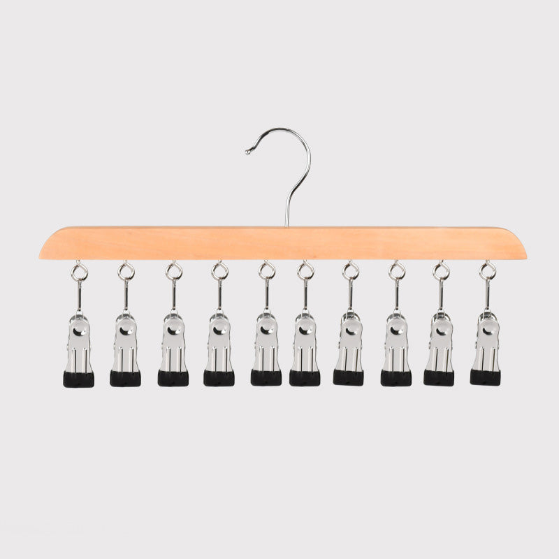 Wooden Clip Hanger with 10 Clips 14 Inch Set of 2