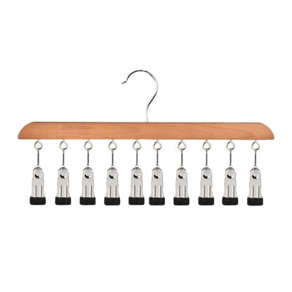Wooden Clip Hanger with 10 Clips 14 Inch Set of 2