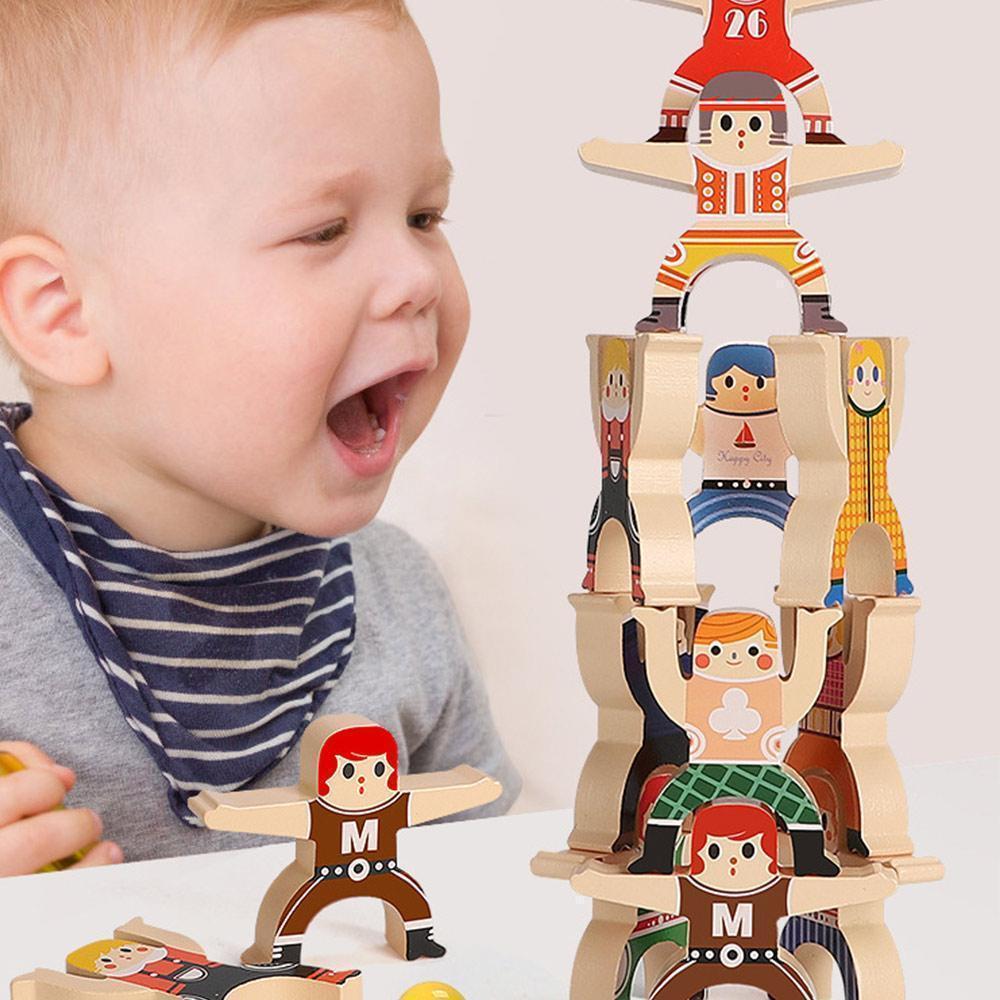 Wooden Stacking Balance Blocks Toy Set of 2