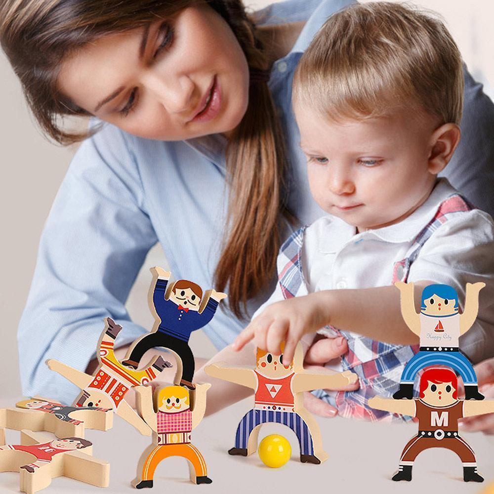Wooden Stacking Balance Blocks Toy Set of 2